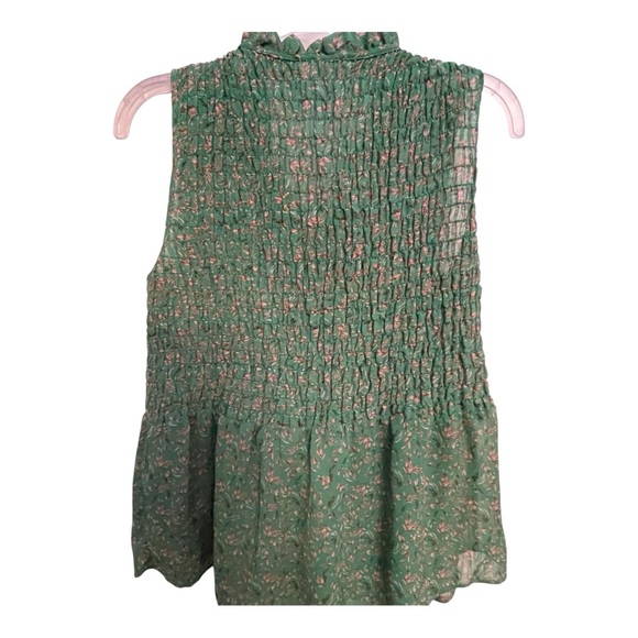 Pleione Green Smocked Ruffled Blouse - Picture 3 of 6